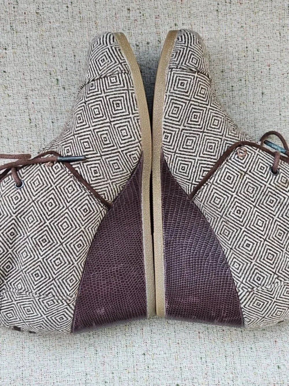 Toms Women Boots Shoes Brown Fabric Upper High Top Wedge Shoes Size 40EU 9US